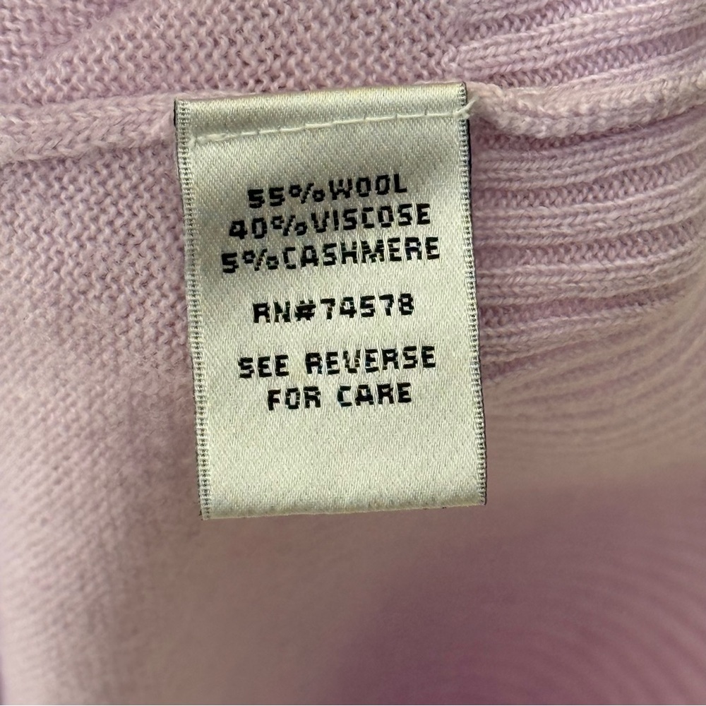 Cache Lilac Wool Cashmere Blend Ribbed V-Neck Sweater L collared - Picture 6 of 6